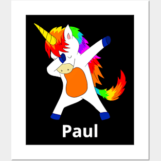 Paul First Name Personalized Dabbing Unicorn Posters and Art